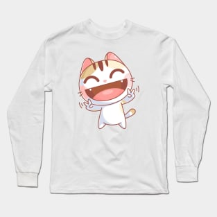 Cute cat is laughing Long Sleeve T-Shirt